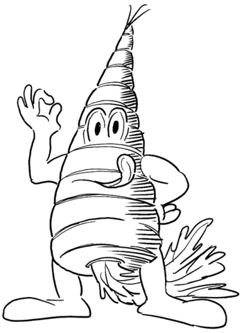 Cartoon Like Carrot Character Coloring Page